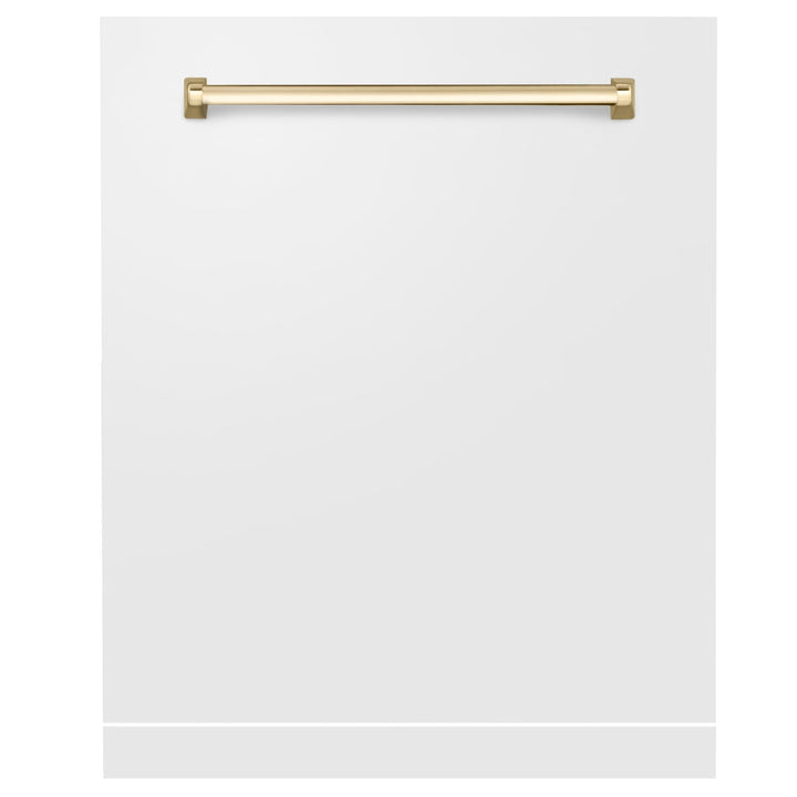ZLINE Autograph Edition 24" Monument Dishwasher Panel in White Matte with Polished Gold Handle (DPMTZ-WM-24-G)