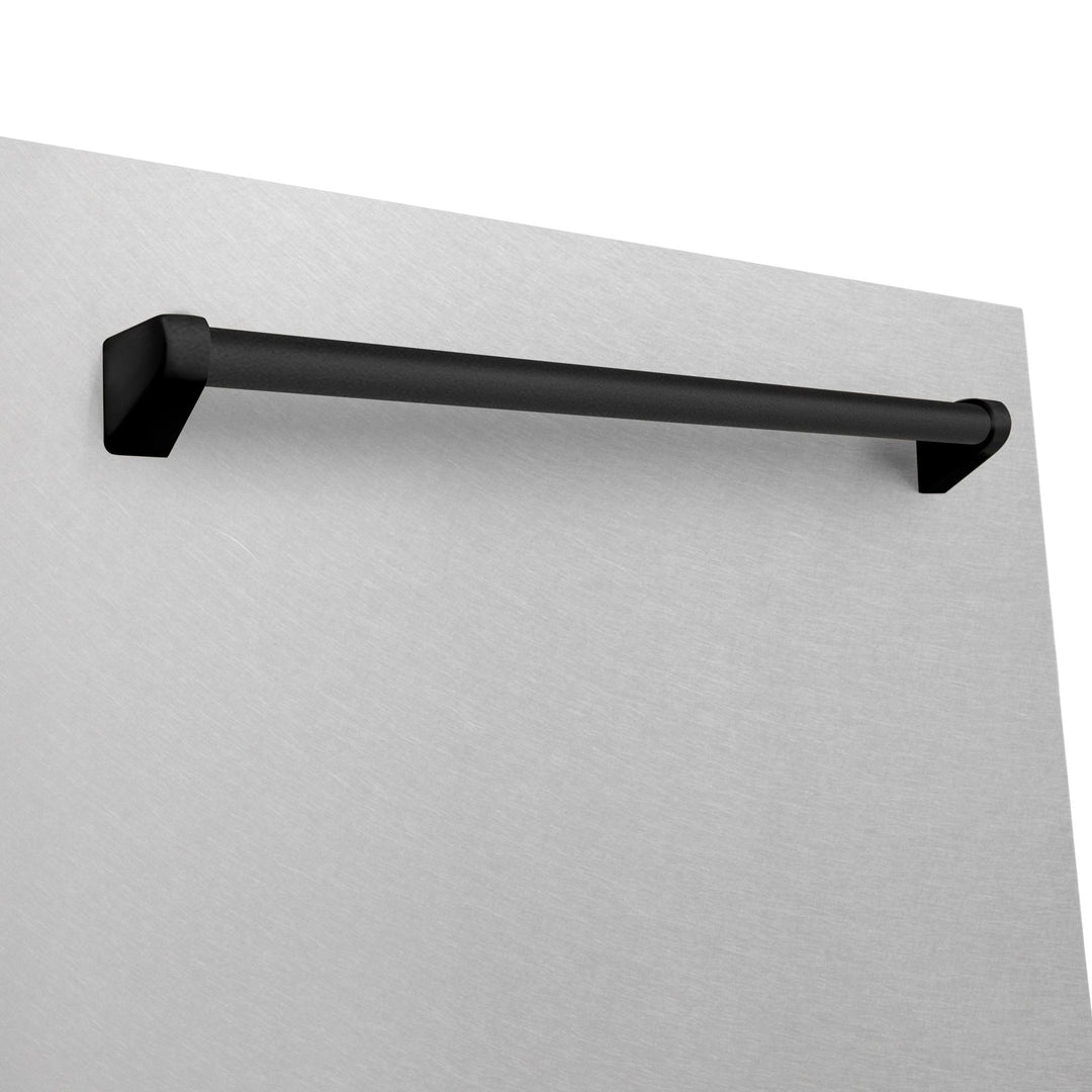 ZLINE Autograph Edition 24" Monument Series 3rd Rack Top Control Built-In Tall Tub Dishwasher in Fingerprint Resistant Stainless Steel with Matte Black Handle, 45dBa (DWMTZ-SN-24-MB)