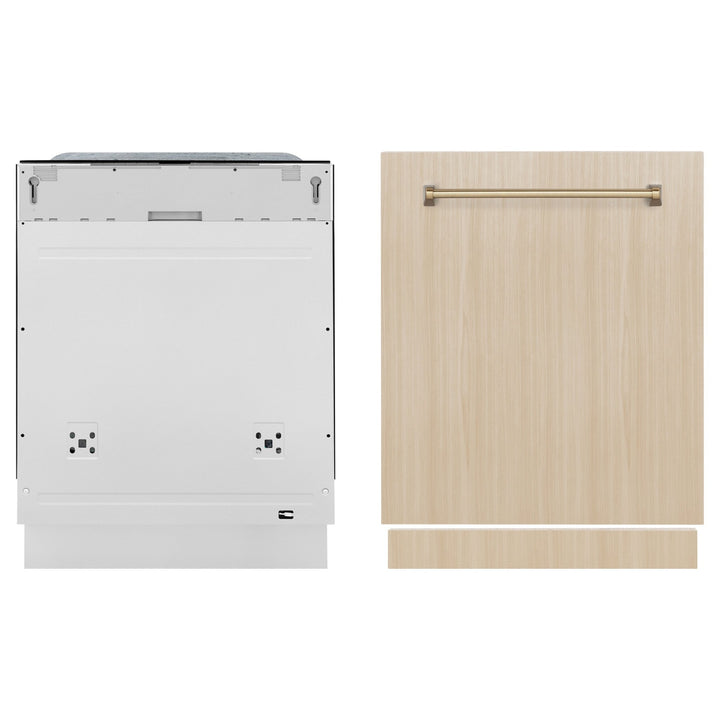 ZLINE Autograph Edition 24" Monument Series 3rd Rack Top Touch Control Tall Tub Dishwasher in Custom Panel Ready with Champagne Bronze Handle, 45dBa (DWMTZ-24-CB)