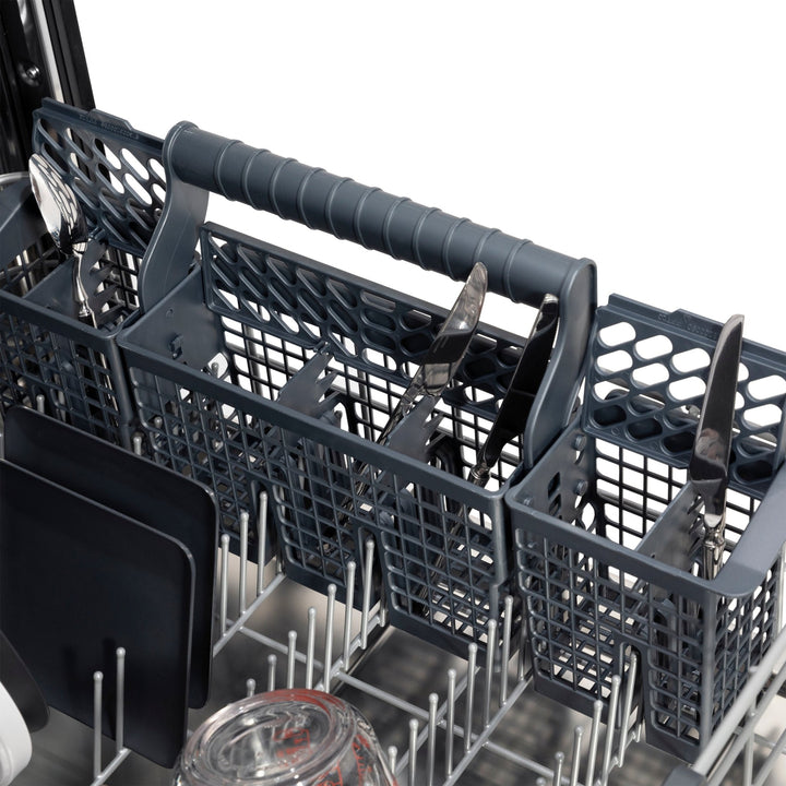 ZLINE Autograph Edition 24" Monument Series 3rd Rack Top Touch Control Tall Tub Dishwasher in Stainless Steel with Polished Gold Handle, 45dBa (DWMTZ-304-24-G)