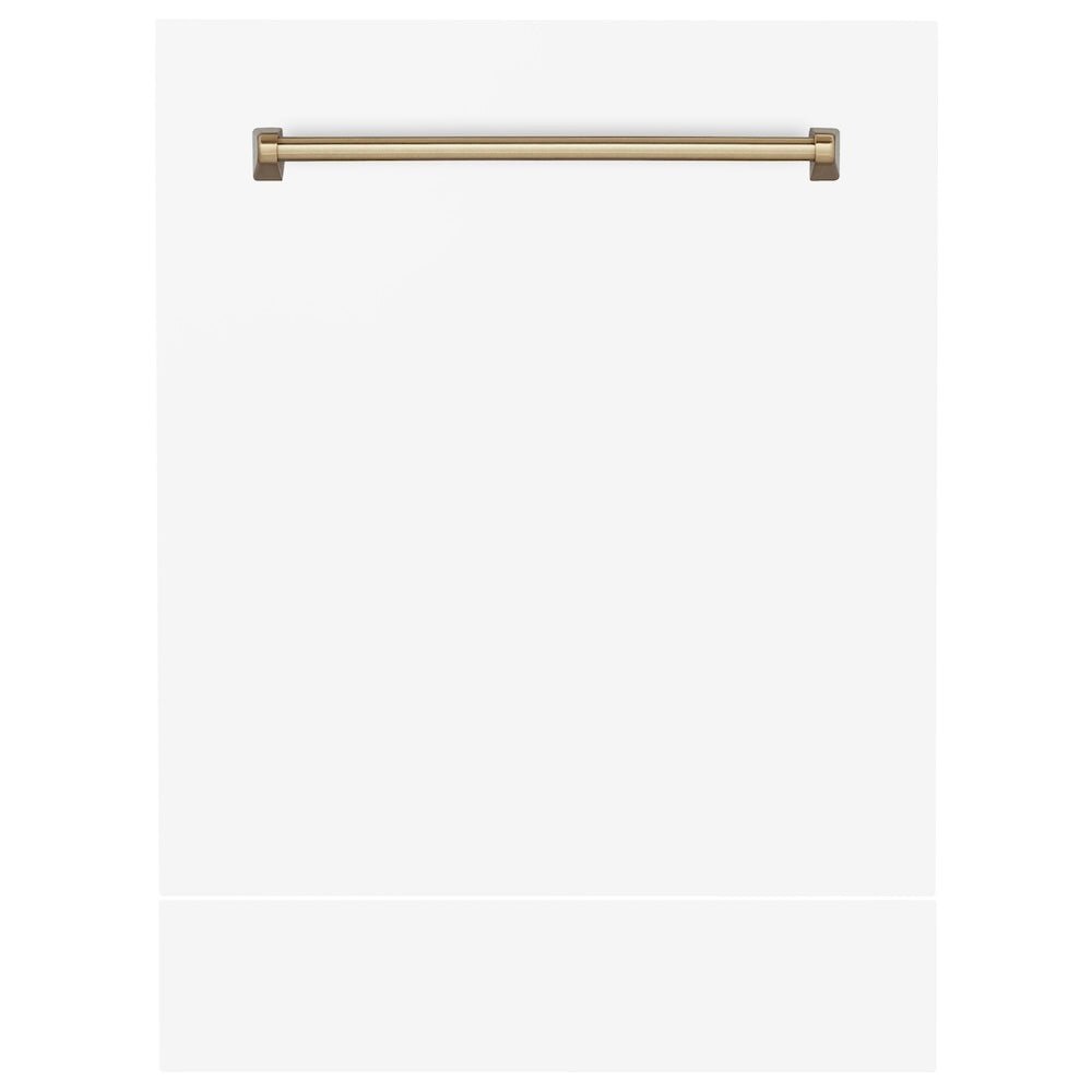 ZLINE Autograph Edition 24" Tallac Dishwasher Panel in White Matte with Champagne Bronze Handle (DPVZ-WM-24-CB)
