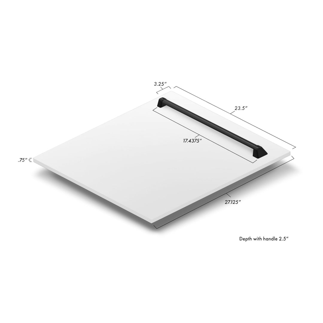 ZLINE Autograph Edition 24" Tallac Dishwasher Panel in White Matte with Matte Black Handle (DPVZ-WM-24-MB)