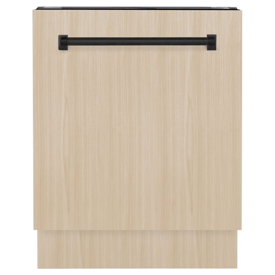 ZLINE Autograph Edition 24" Tallac Series 3rd Rack Top Control Built-In Tall Tub Dishwasher in Custom Panel Ready with Matte Black Handle, 51dBa (DWVZ-24-MB)