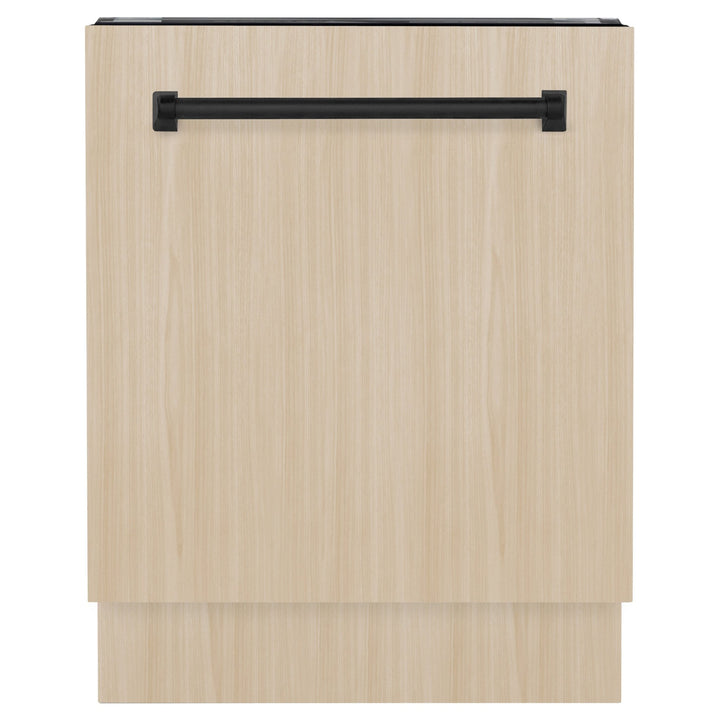 ZLINE Autograph Edition 24" Tallac Series 3rd Rack Top Control Built-In Tall Tub Dishwasher in Custom Panel Ready with Matte Black Handle, 51dBa (DWVZ-24-MB)