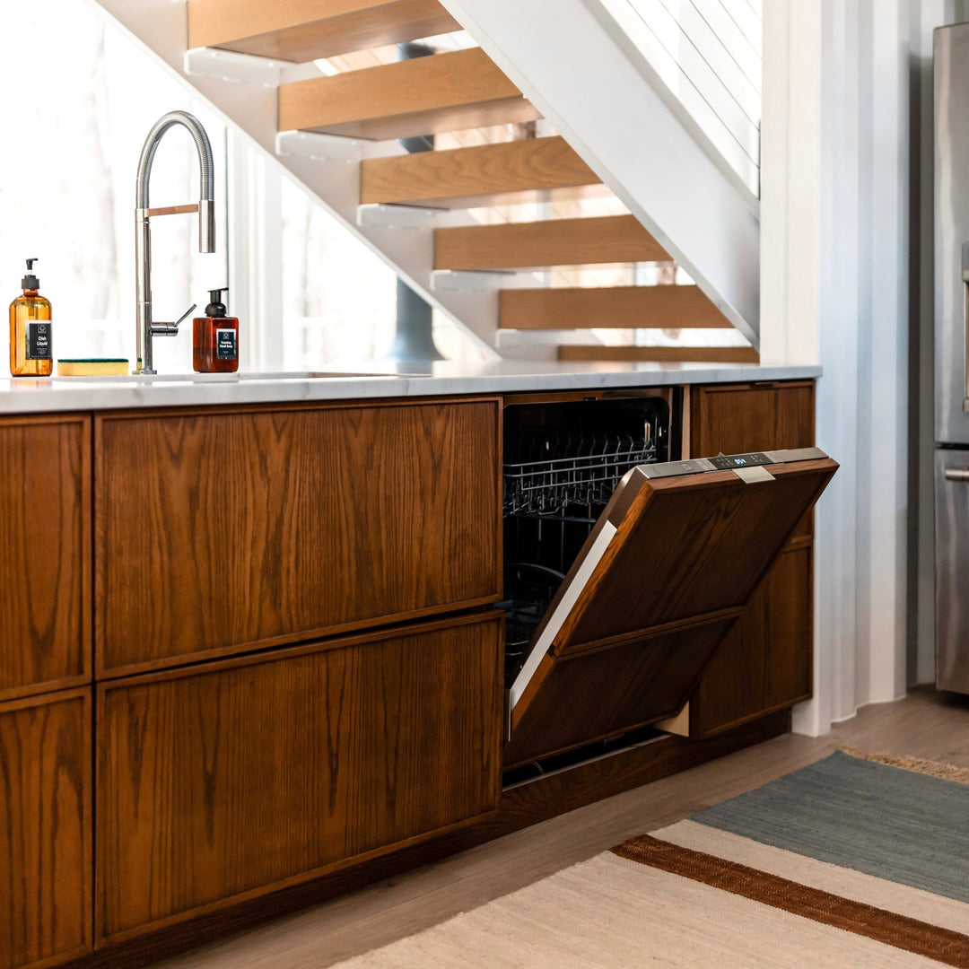 ZLINE Autograph Edition 24" Tallac Series 3rd Rack Top Control Built-In Tall Tub Dishwasher in Custom Panel Ready with Polished Gold Handle, 51dBa (DWVZ-24-G)