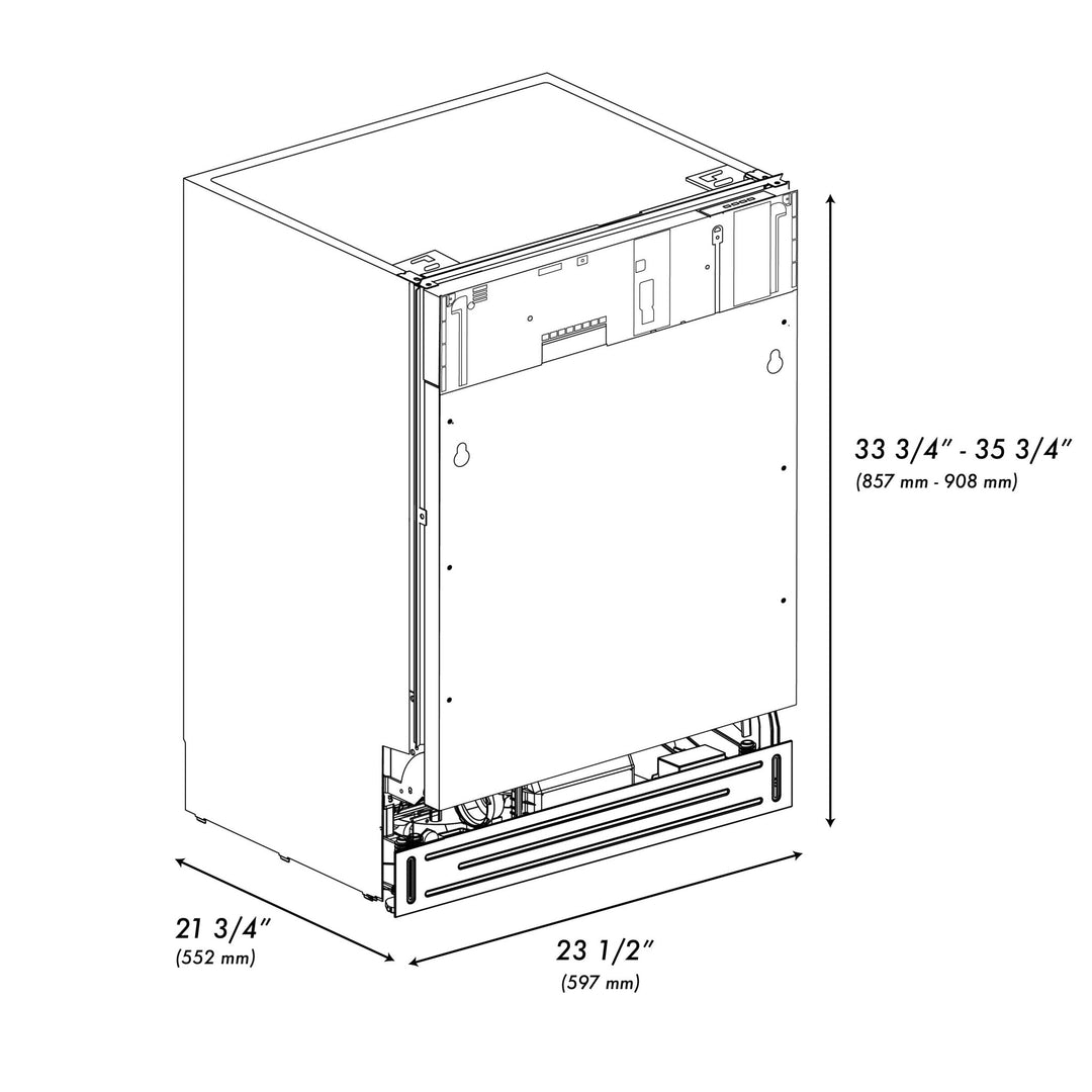 ZLINE Autograph Edition 24" Tallac Series 3rd Rack Top Control Built-In Tall Tub Dishwasher in Custom Panel Ready with Polished Gold Handle, 51dBa (DWVZ-24-G)