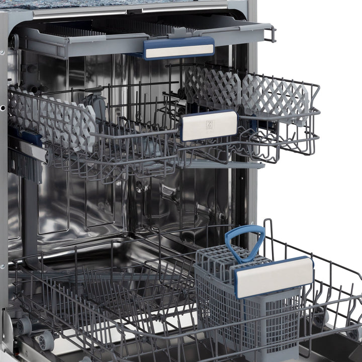 ZLINE Autograph Edition 24" Tallac Series 3rd Rack Top Control Built-In Tall Tub Dishwasher in Custom Panel Ready with Polished Gold Handle, 51dBa (DWVZ-24-G)