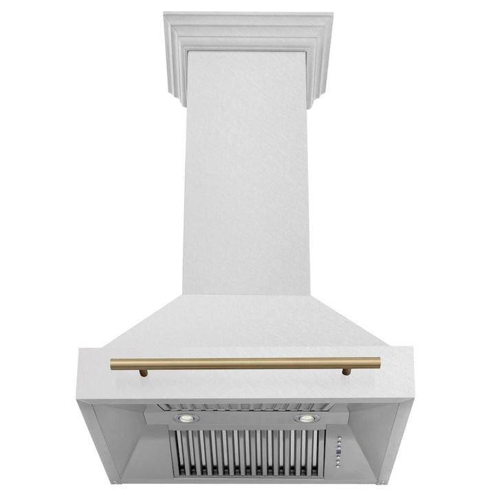 ZLINE Autograph Edition 30" Fingerprint Resistant Stainless Steel Range Hood with Champagne Bronze Handle (8654SNZ-30-CB)