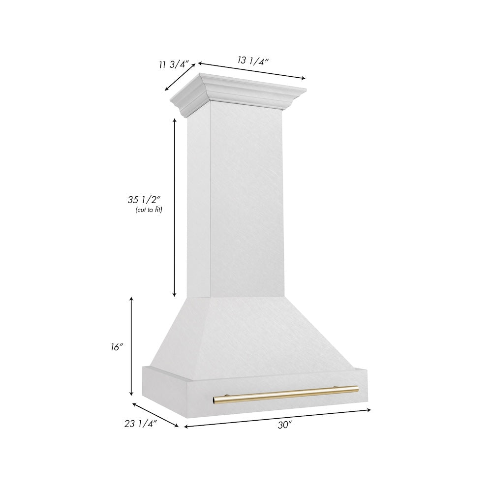 ZLINE Autograph Edition 30" Fingerprint Resistant Stainless Steel Range Hood with Polished Gold Handle (8654SNZ-30-G)