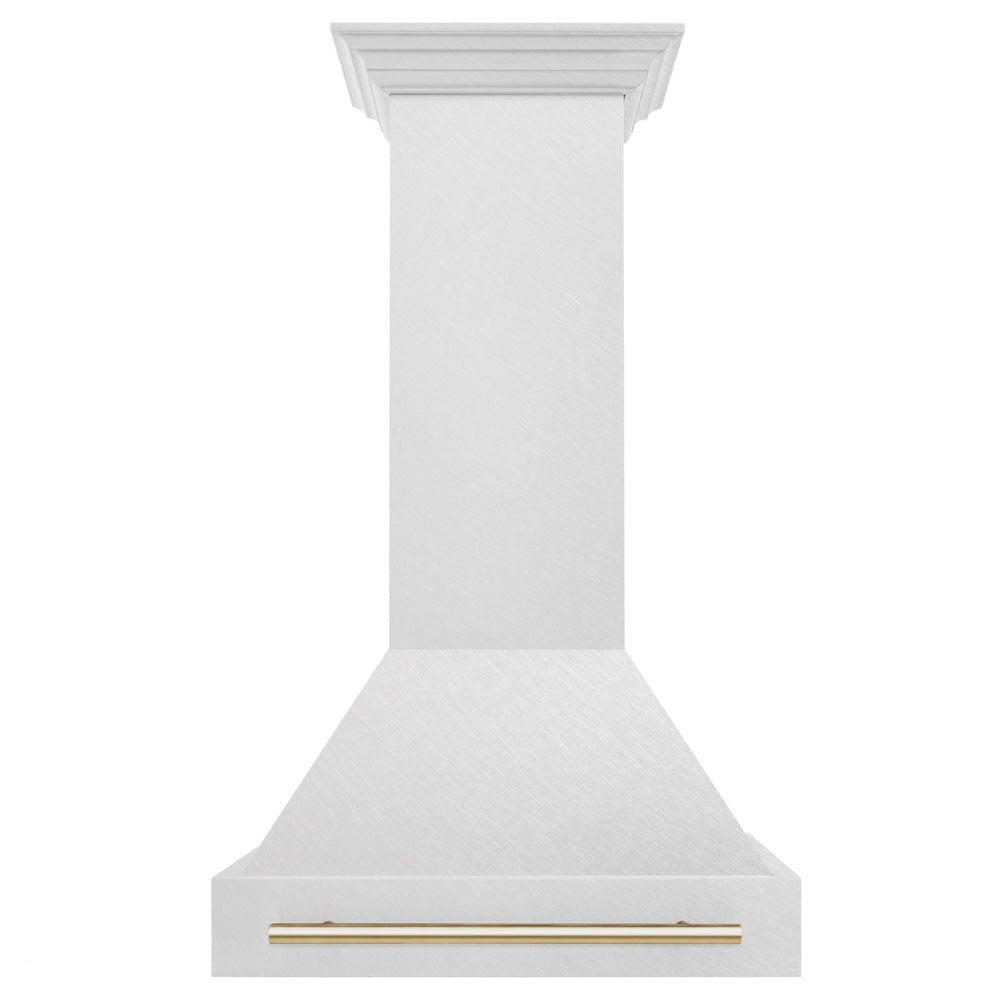 ZLINE Autograph Edition 30" Fingerprint Resistant Stainless Steel Range Hood with Polished Gold Handle (8654SNZ-30-G)