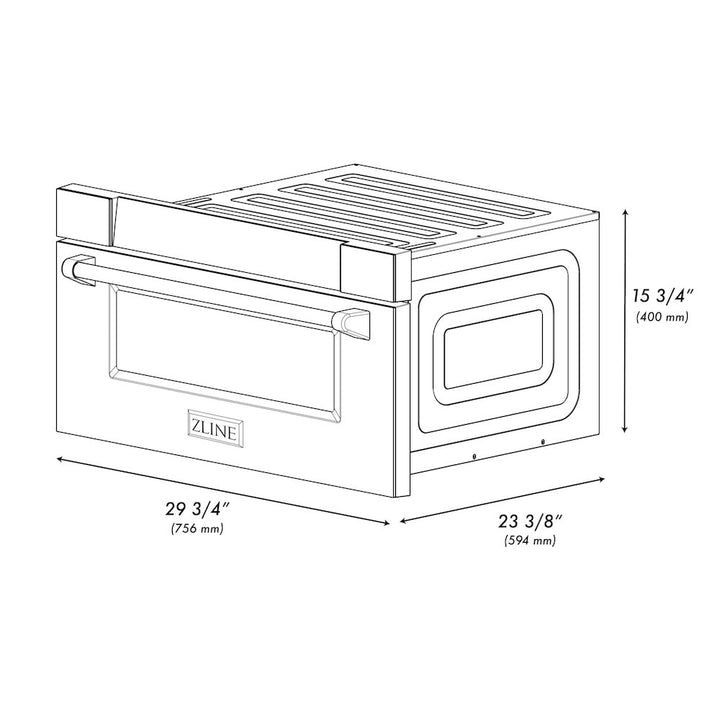 ZLINE Autograph Edition 30 in. 1.2 cu. ft. Built-In Microwave Drawer in Stainless Steel with Matte Black Accents (MWDZ-30-MB)
