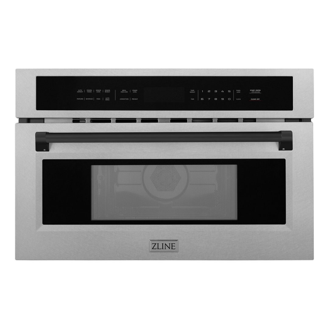 ZLINE Autograph Edition 30 in. 1.6 cu ft. Built-in Convection Microwave Oven in Satin Stainless Steel and Matte Black Accents (MWOZ-30-SS-MB)