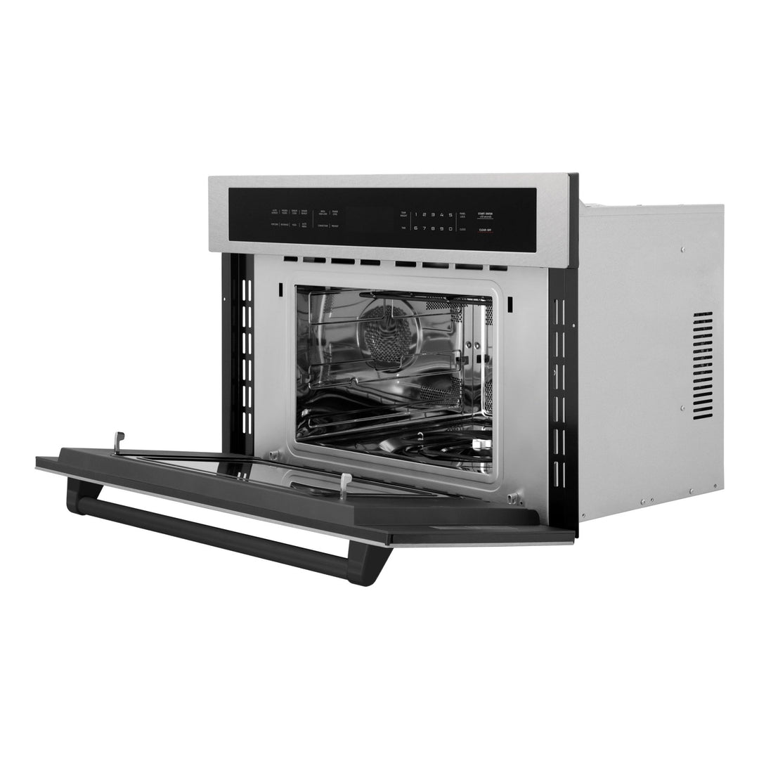 ZLINE Autograph Edition 30 in. 1.6 cu ft. Built-in Convection Microwave Oven in Satin Stainless Steel and Matte Black Accents (MWOZ-30-SS-MB)