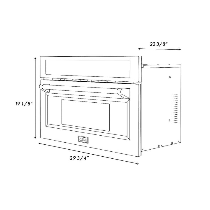 ZLINE Autograph Edition 30 in. 1.6 cu ft. Built-in Convection Microwave Oven in Satin Stainless Steel and Polished Gold Accents (MWOZ-30-SS-G)