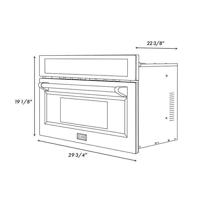 ZLINE Autograph Edition 30 in. 1.6 cu ft. Built-in Convection Microwave Oven in Stainless Steel and Polished Nickel Helix Handle (MWOZ-30-KPN)