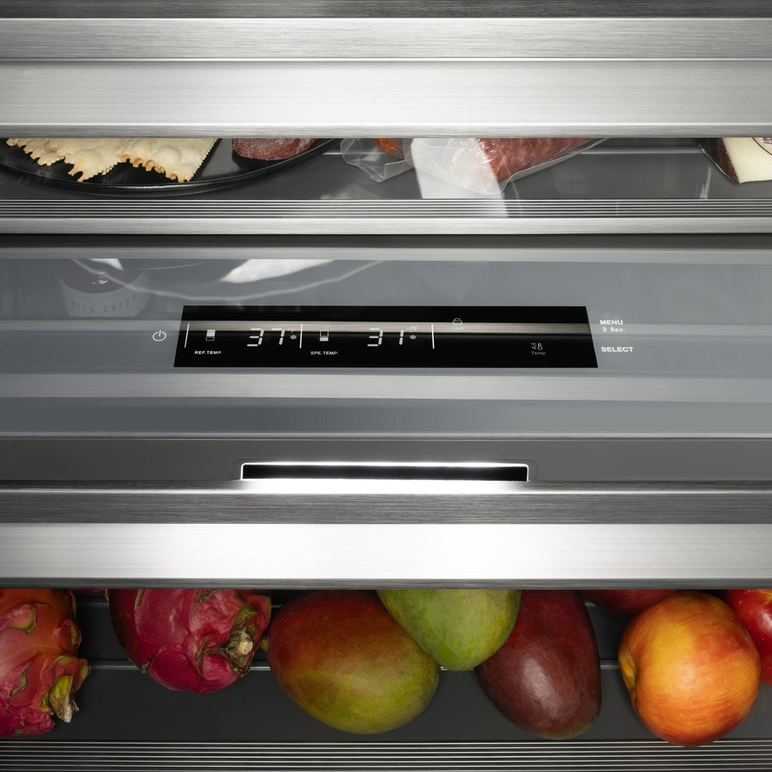 ZLINE Autograph Edition 30 in. 16.7 cu. ft. Column Refrigerator in Satin Stainless Steel with Graphite Gray Interior and Matte Black Accents (RCRVZ-SN-30-MB)