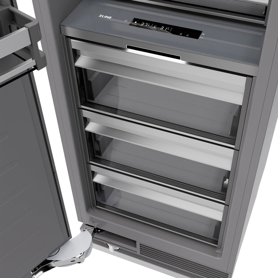 ZLINE Autograph Edition 30 in. 16.7 cu. ft. Column Refrigerator in Satin Stainless Steel with Graphite Gray Interior and Matte Black Accents (RCRVZ-SN-30-MB)