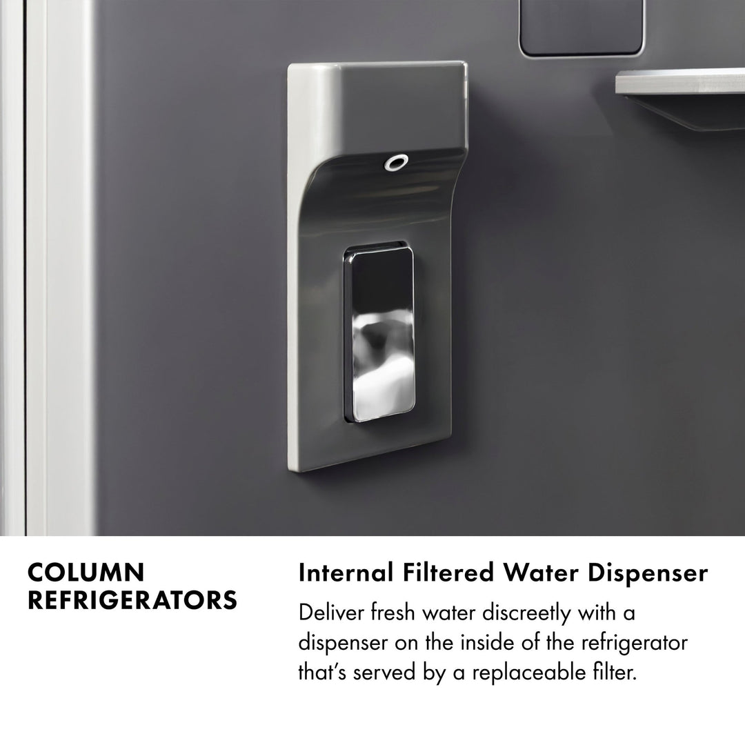 ZLINE Autograph Edition 30 in. 16.7 cu. ft. Column Refrigerator in Satin Stainless Steel with Graphite Gray Interior and Matte Black Accents (RCRVZ-SN-30-MB)