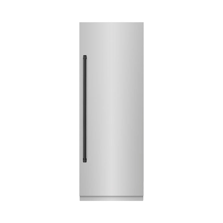 ZLINE Autograph Edition 30 in. 16.7 cu. ft. Column Refrigerator in Stainless Steel with Graphite Gray Interior and Matte Black Accents (RCRVZ-30430-MB)