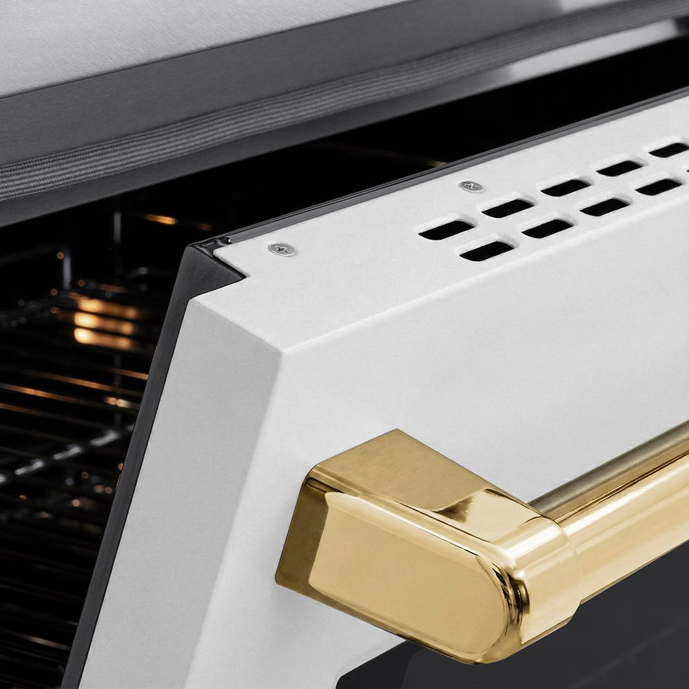 ZLINE Autograph Edition 30 in. 4.2 cu. ft. Paramount Induction Range with 4 Element Cooktop and Electric Convection Oven in Satin Stainless Steel with White Matte Door and Polished Gold Accents (SINRSZ-WM-30-G)