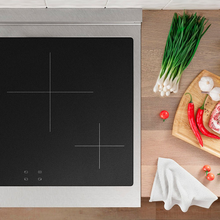 ZLINE Autograph Edition 30 in. 4.2 cu. ft. Paramount Induction Range with 4 Element Cooktop and Electric Convection Oven in Satin Stainless Steel with White Matte Door and Polished Gold Accents (SINRSZ-WM-30-G)