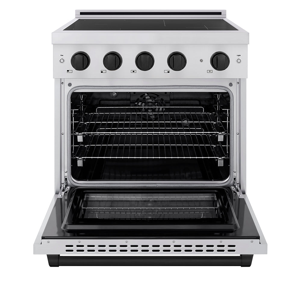 ZLINE Autograph Edition 30 in. 4.2 cu. ft. Paramount Induction Range with 4 Element Cooktop and Electric Convection Oven in Stainless Steel with Matte Black Accents (SINRZ-30-MB)