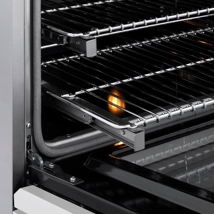 ZLINE Autograph Edition 30 in. 4.2 cu. ft. Paramount Induction Range with 4 Element Cooktop and Electric Convection Oven in Stainless Steel with White Matte Door and Champagne Bronze Accents (SINRZ-WM-30-CB)