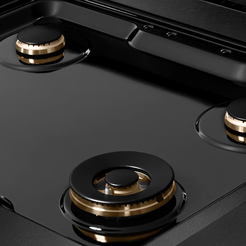 ZLINE Autograph Edition 30 in. Paramount Gas Rangetop with 4 Burners and Porcelain Cooktop in Black Satin Stainless Steel with Polished Gold Accents (SRTBSZ-30-G)
