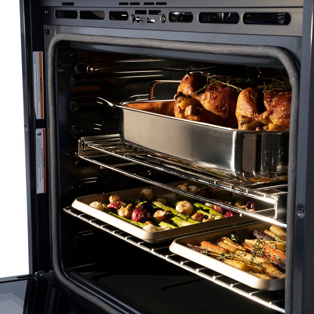 ZLINE Autograph Edition 30 in. Professional True Convection Single Wall Oven with Air Fry and Self Clean in Stainless Steel with Polished Nickel Helix Handle (WASZ-30-KPN)
