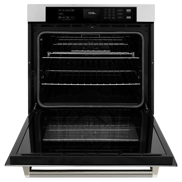 ZLINE Autograph Edition 30 in. Professional True Convection Single Wall Oven with Air Fry and Self Clean in Stainless Steel with Polished Nickel Helix Handle (WASZ-30-KPN)