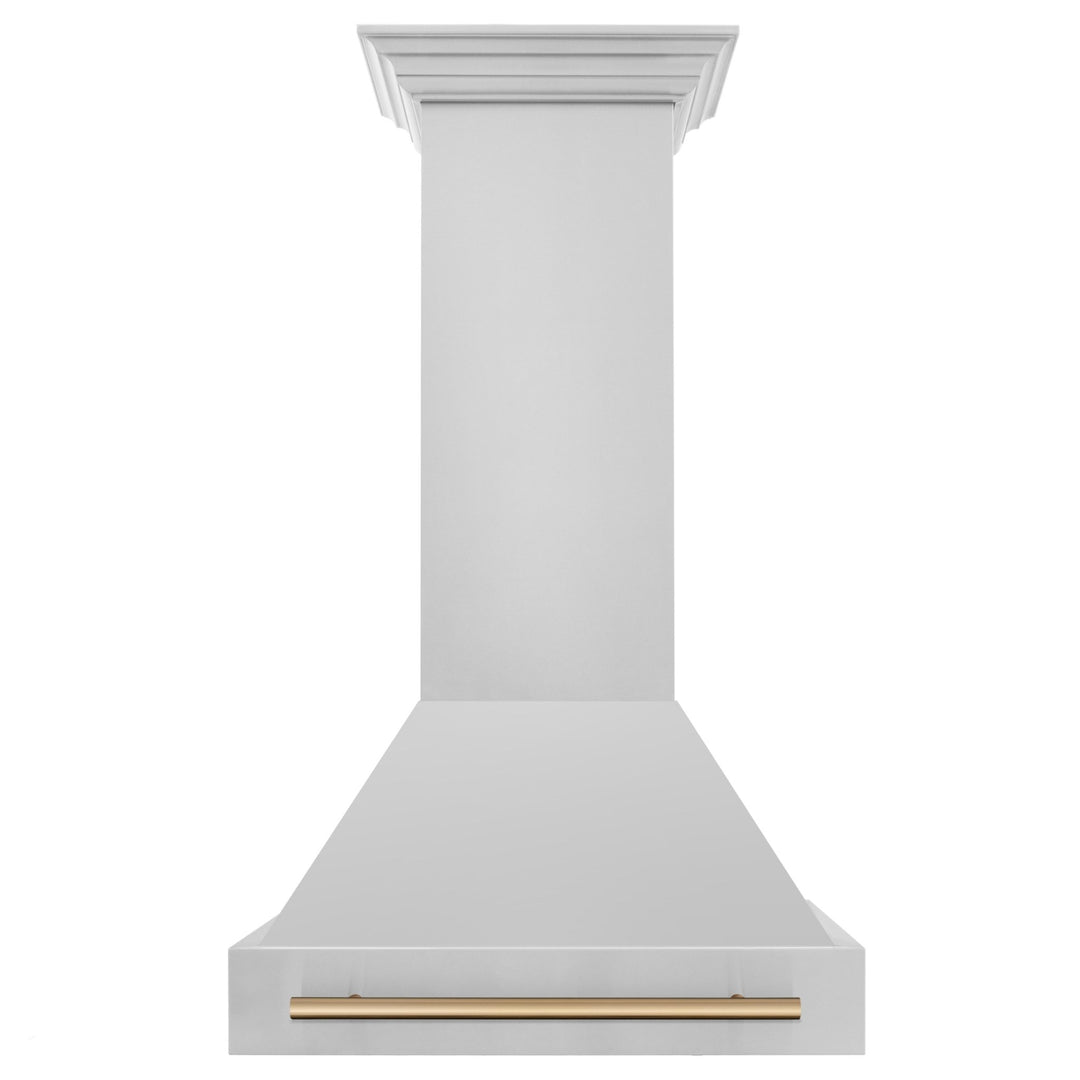 ZLINE Autograph Edition 30 in. Stainless Steel Range Hood with Stainless Steel Shell and Champagne Bronze Handle