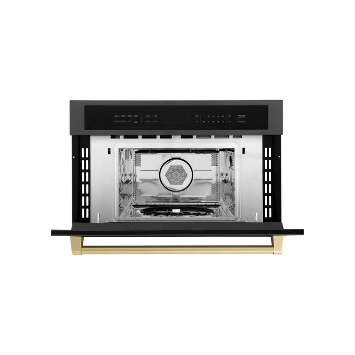 ZLINE Autograph Edition 30â€ 1.6 cu ft. Built-in Convection Microwave Oven in Black Stainless Steel and Champagne Bronze Accents (MWOZ-30-BS-CB)