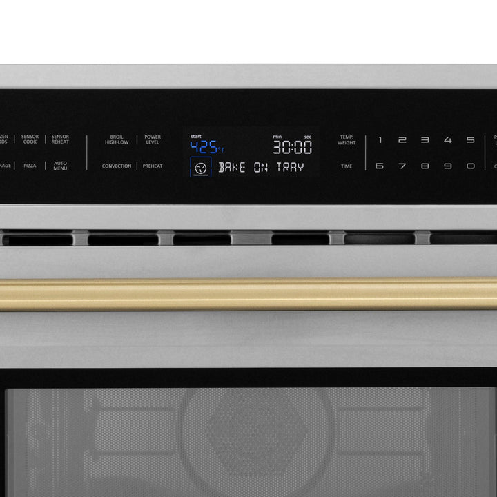 ZLINE Autograph Edition 30â€ 1.6 cu ft. Built-in Convection Microwave Oven in Stainless Steel and Champagne Bronze Accents (MWOZ-30-CB)