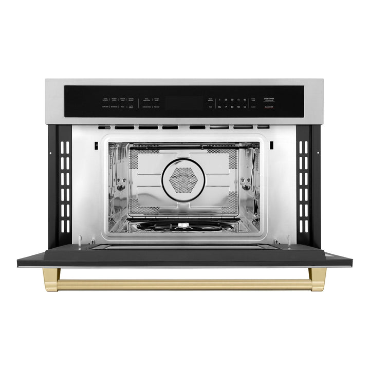 ZLINE Autograph Edition 30â€ 1.6 cu ft. Built-in Convection Microwave Oven in Stainless Steel and Champagne Bronze Accents (MWOZ-30-CB)