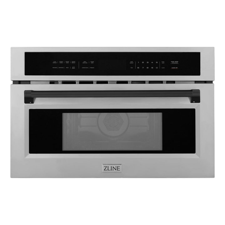 ZLINE Autograph Edition 30â€ 1.6 cu ft. Built-in Convection Microwave Oven in Stainless Steel and Matte Black Accents (MWOZ-30-MB)