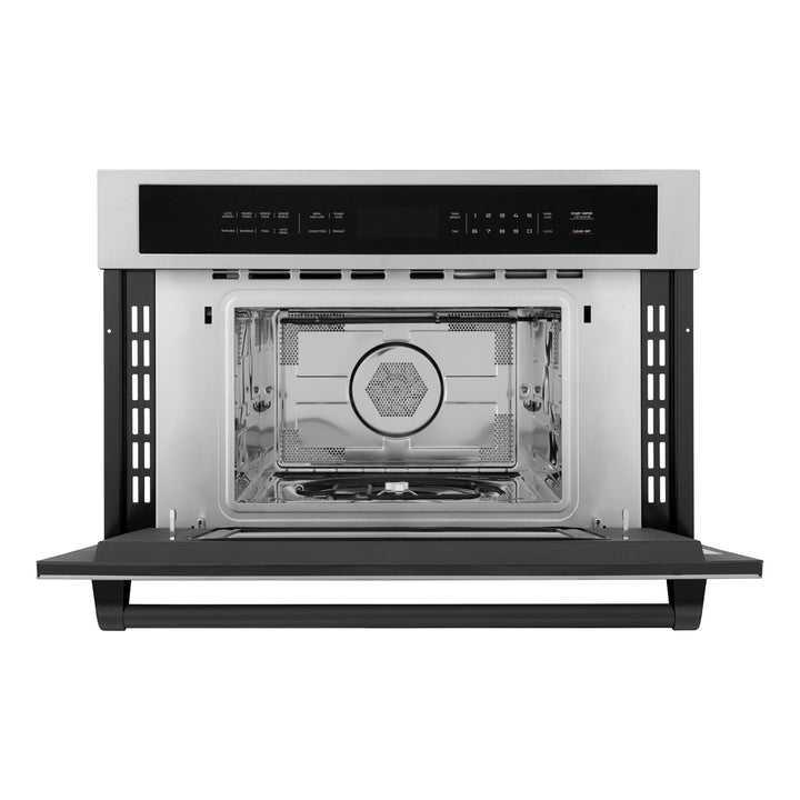 ZLINE Autograph Edition 30â€ 1.6 cu ft. Built-in Convection Microwave Oven in Stainless Steel and Matte Black Accents (MWOZ-30-MB)
