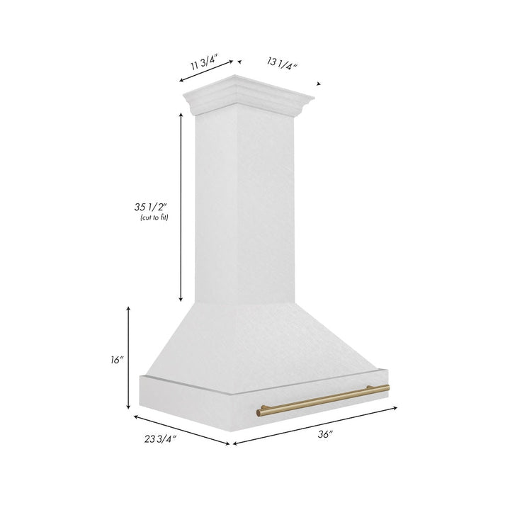 ZLINE Autograph Edition 36" Fingerprint Resistant Stainless Steel Range Hood with Champagne Bronze Handle (8654SNZ-36-CB)