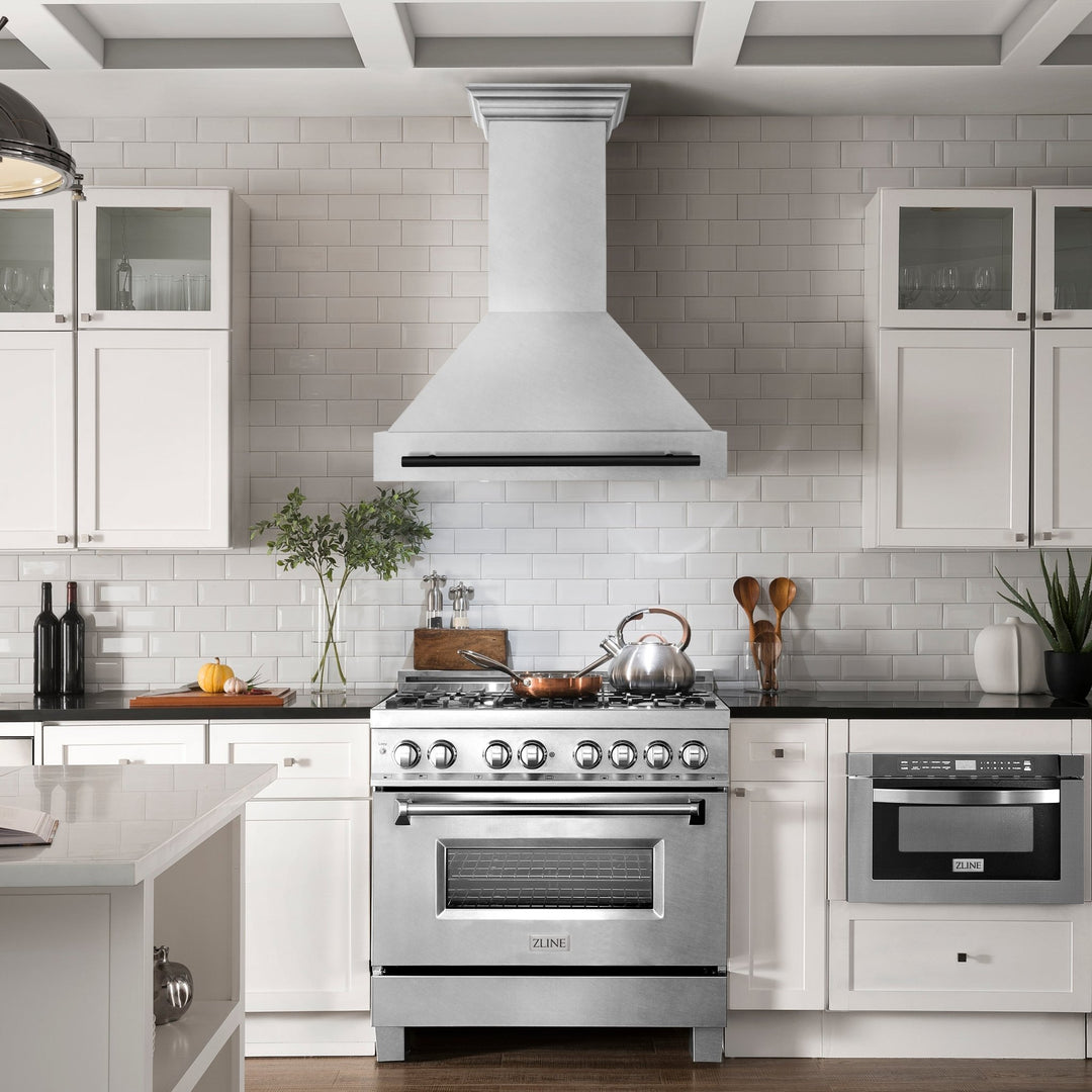 ZLINE Autograph Edition 36" Fingerprint Resistant Stainless Steel Range Hood with Matte Black Handle (8654SNZ-36-MB)