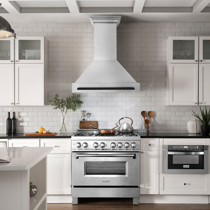 ZLINE Autograph Edition 36" Fingerprint Resistant Stainless Steel Range Hood with Matte Black Handle (8654SNZ-36-MB)
