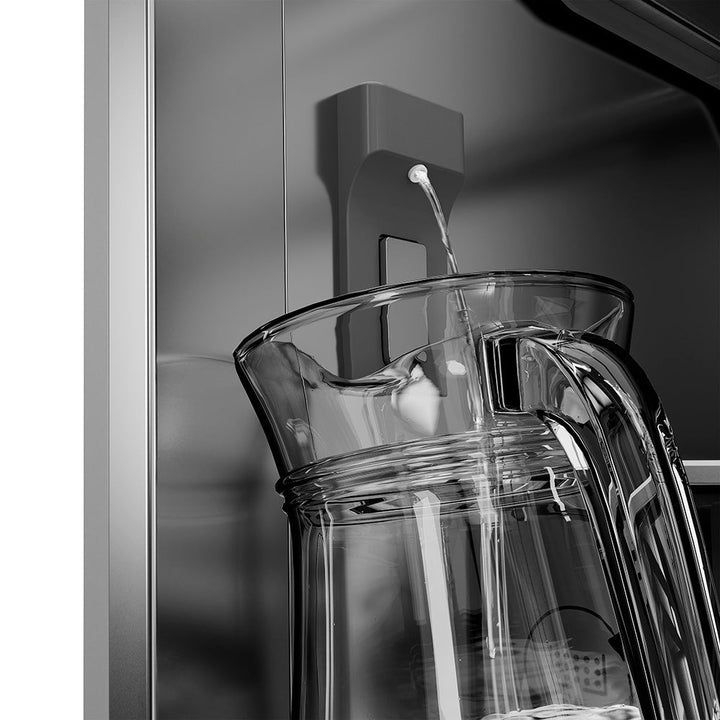 ZLINE Autograph Edition 36 in. 19.6 cu. ft. French Door Built-In Bottom Freezer Refrigerator with Water Dispenser and Ice Maker in Black Stainless Steel with Stainless Steel Interior and Champagne Bronze Helix Handles (SRBIVZ-BS36KCB)