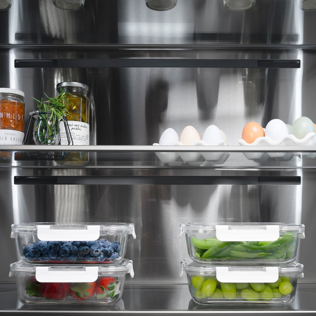 ZLINE Autograph Edition 36 in. 19.6 cu. ft. French Door Built-In Bottom Freezer Refrigerator with Water Dispenser and Ice Maker in Stainless Steel with Stainless Steel Interior and Champagne Bronze Accents (SRBIVZ-304-36CB)