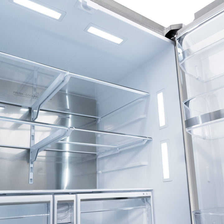 ZLINE Autograph Edition 36 in. 28.9 cu. ft. Standard-Depth French Door External Water Dispenser Refrigerator with Dual Ice Maker in Fingerprint-Resistant Stainless Steel and Matte Black Modern Handles (RSMZ-W-36-FMB)