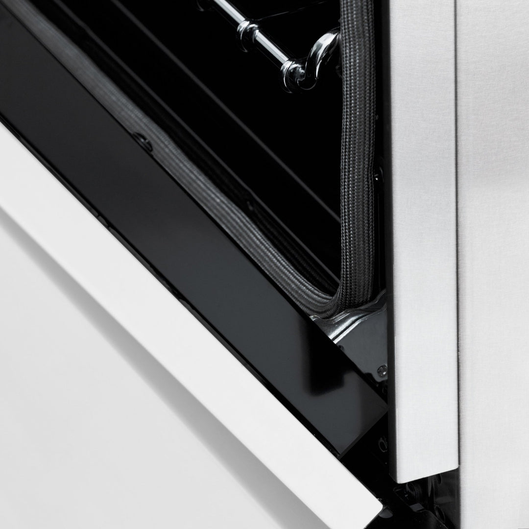 ZLINE Autograph Edition 36 in. 4.6 cu. ft. Legacy Dual Fuel Range with 6 Burner Gas Cooktop and Electric Convection Oven in Satin Stainless Steel with White Matte Door and Champagne Bronze Accents (RASZ-WM-36-CB)