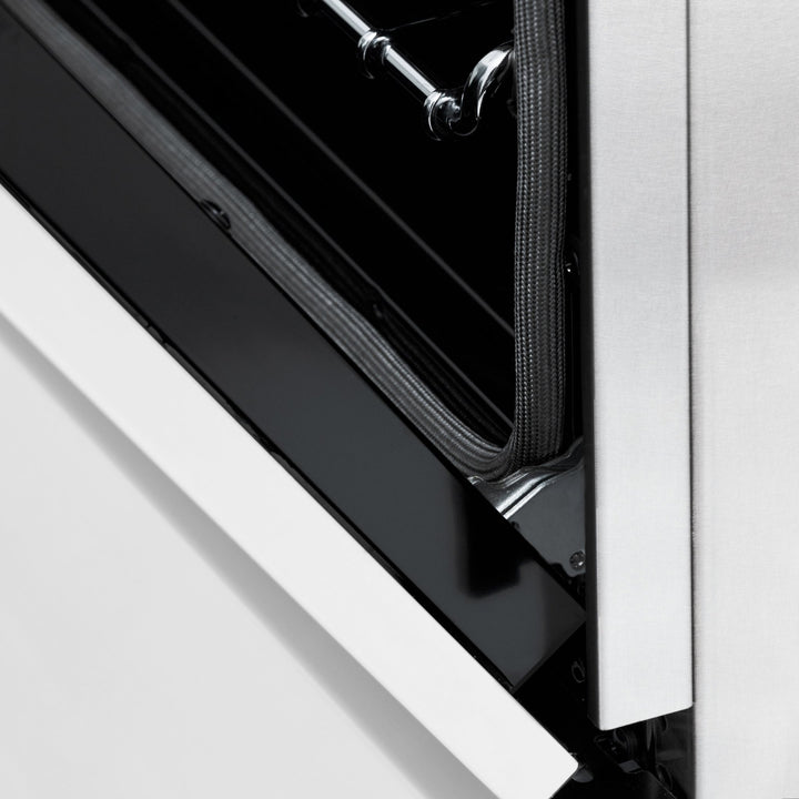ZLINE Autograph Edition 36 in. 4.6 cu. ft. Legacy Dual Fuel Range with 6 Burner Gas Cooktop and Electric Convection Oven in Satin Stainless Steel with White Matte Door and Champagne Bronze Accents (RASZ-WM-36-CB)