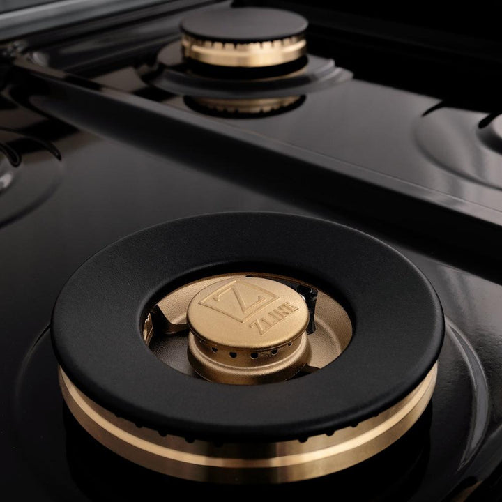 ZLINE Autograph Edition 36 in. 4.6 cu. ft. Legacy Dual Fuel Range with 6 Burner Gas Cooktop and Electric Convection Oven (RAZ-BLM-36-G)