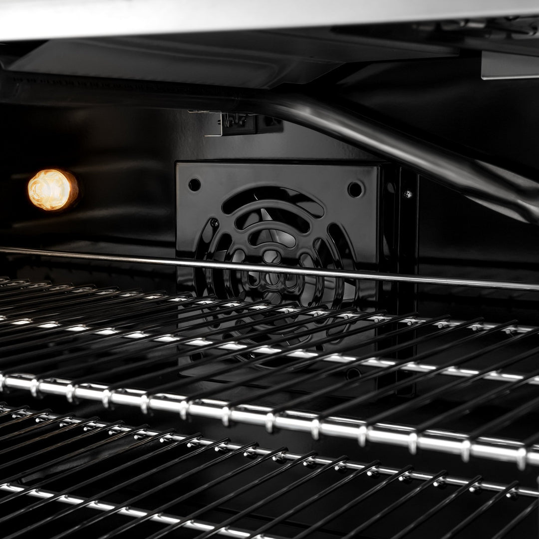 ZLINE Autograph Edition 36 in. 5.2 cu. ft. Classic Gas Range with 6 Burner Cooktop and Convection Gas Oven in Satin Stainless Steel and Matte Black Accents (CGRSZ-36-MB)