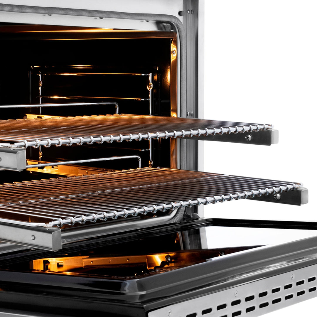 ZLINE Autograph Edition 36 in. 5.2 cu. ft. Paramount Dual Fuel Range with 6 Burner DuoProâ„¢ Cooktop and Electric Convection Oven in Stainless Steel with Polished Gold Helix Handle and Accents (PSDRZ-36-KG)
