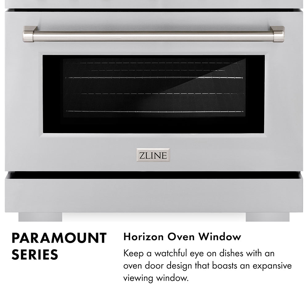 ZLINE Autograph Edition 36 in. 5.2 cu. ft. Paramount Gas Range with 6 Burner Cooktop and Convection Gas Oven in Stainless Steel with Polished Nickel Helix Handle and Knob Accents (SGRZ-36-KPN)