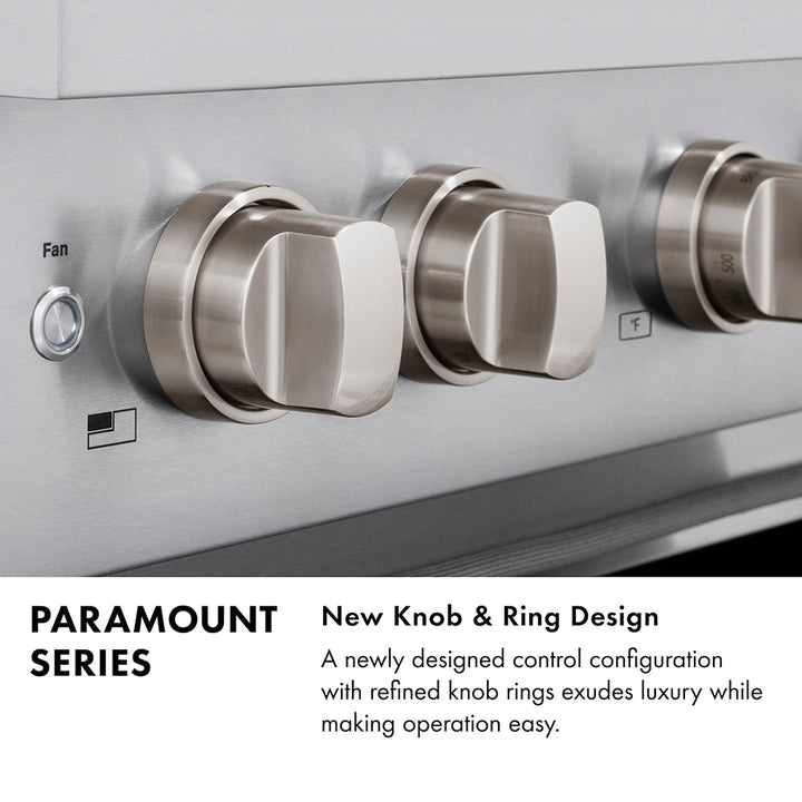 ZLINE Autograph Edition 36 in. 5.2 cu. ft. Paramount Gas Range with 6 Burner Cooktop and Convection Gas Oven in Stainless Steel with Polished Nickel Helix Handle and Knob Accents (SGRZ-36-KPN)