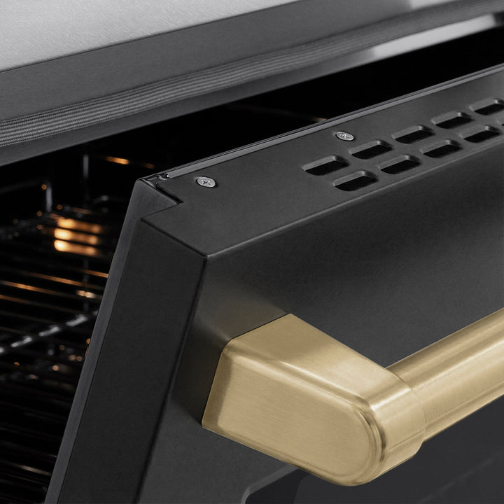 ZLINE Autograph Edition 36 in. 5.2 cu. ft. Paramount Induction Range with 5 Element Cooktop and Electric Convection Oven in Satin Stainless Steel with Black Matte Door and Champagne Bronze Accents (SINRSZ-BLM36-CB)